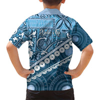 Blue Bula Fiji Kid Hawaiian Shirt Fijian Language Week Tapa Cloth - Pastel