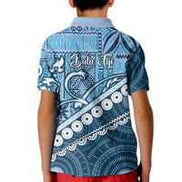 Blue Bula Fiji Kid Polo Shirt Fijian Language Week Tapa Cloth - Pastel LT14 - Polynesian Pride