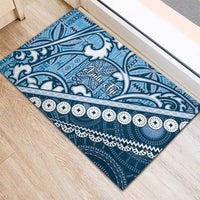 Blue Bula Fiji Rubber Doormat Fijian Language Week Tapa Cloth - Pastel LT14 - Polynesian Pride