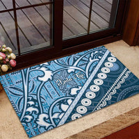 Blue Bula Fiji Rubber Doormat Fijian Language Week Tapa Cloth - Pastel LT14 - Polynesian Pride