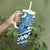 Blue Bula Fiji Tumbler With Handle Fijian Language Week Tapa Cloth - Pastel