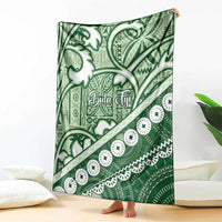Green Bula Fiji Blanket Fijian Language Week Tapa Cloth - Pastel