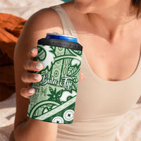 Green Bula Fiji 4 in 1 Can Cooler Tumbler Fijian Language Week Tapa Cloth - Pastel LT14 - Polynesian Pride