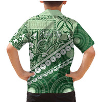 Green Bula Fiji Family Matching Mermaid Dress and Hawaiian Shirt Fijian Language Week Tapa Cloth - Pastel LT14 - Polynesian Pride
