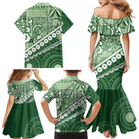 Green Bula Fiji Family Matching Mermaid Dress and Hawaiian Shirt Fijian Language Week Tapa Cloth - Pastel LT14 - Polynesian Pride