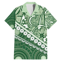 Green Bula Fiji Family Matching Mermaid Dress and Hawaiian Shirt Fijian Language Week Tapa Cloth - Pastel LT14 Dad's Shirt - Short Sleeve Green - Polynesian Pride