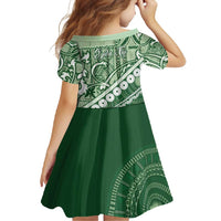 Green Bula Fiji Family Matching Off Shoulder Maxi Dress and Hawaiian Shirt Fijian Language Week Tapa Cloth - Pastel LT14 - Polynesian Pride