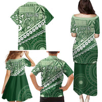 Green Bula Fiji Family Matching Puletasi and Hawaiian Shirt Fijian Language Week Tapa Cloth - Pastel LT14 - Polynesian Pride