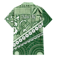 Green Bula Fiji Family Matching Puletasi and Hawaiian Shirt Fijian Language Week Tapa Cloth - Pastel LT14 - Polynesian Pride