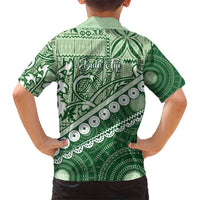 Green Bula Fiji Family Matching Short Sleeve Bodycon Dress and Hawaiian Shirt Fijian Language Week Tapa Cloth - Pastel LT14 - Polynesian Pride