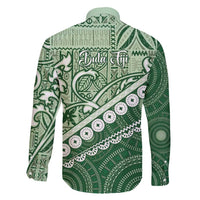 Green Bula Fiji Family Matching Summer Maxi Dress and Hawaiian Shirt Fijian Language Week Tapa Cloth - Pastel LT14 - Polynesian Pride