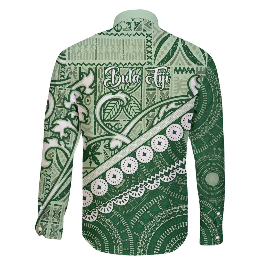 Green Bula Fiji Family Matching Tank Maxi Dress and Hawaiian Shirt Fijian Language Week Tapa Cloth - Pastel LT14 - Polynesian Pride