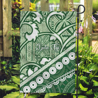 Green Bula Fiji Garden Flag Fijian Language Week Tapa Cloth - Pastel LT14 Garden Flag Green - Polynesian Pride
