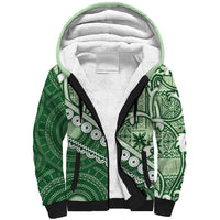Green Bula Fiji Sherpa Hoodie Fijian Language Week Tapa Cloth - Pastel LT14 Unisex Green - Polynesian Pride