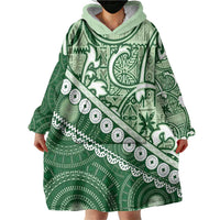 Green Bula Fiji Wearable Blanket Hoodie Fijian Language Week Tapa Cloth - Pastel LT14 - Polynesian Pride