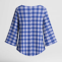 Royal Blue Japanese Palaka Pride Kimono Sleeve Blouse - Polynesian Pride