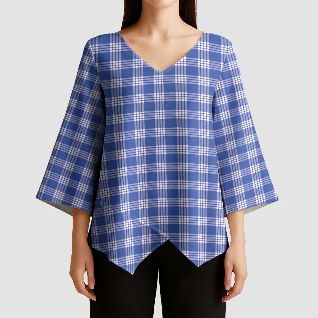 Royal Blue Japanese Palaka Pride Kimono Sleeve Blouse - Polynesian Pride