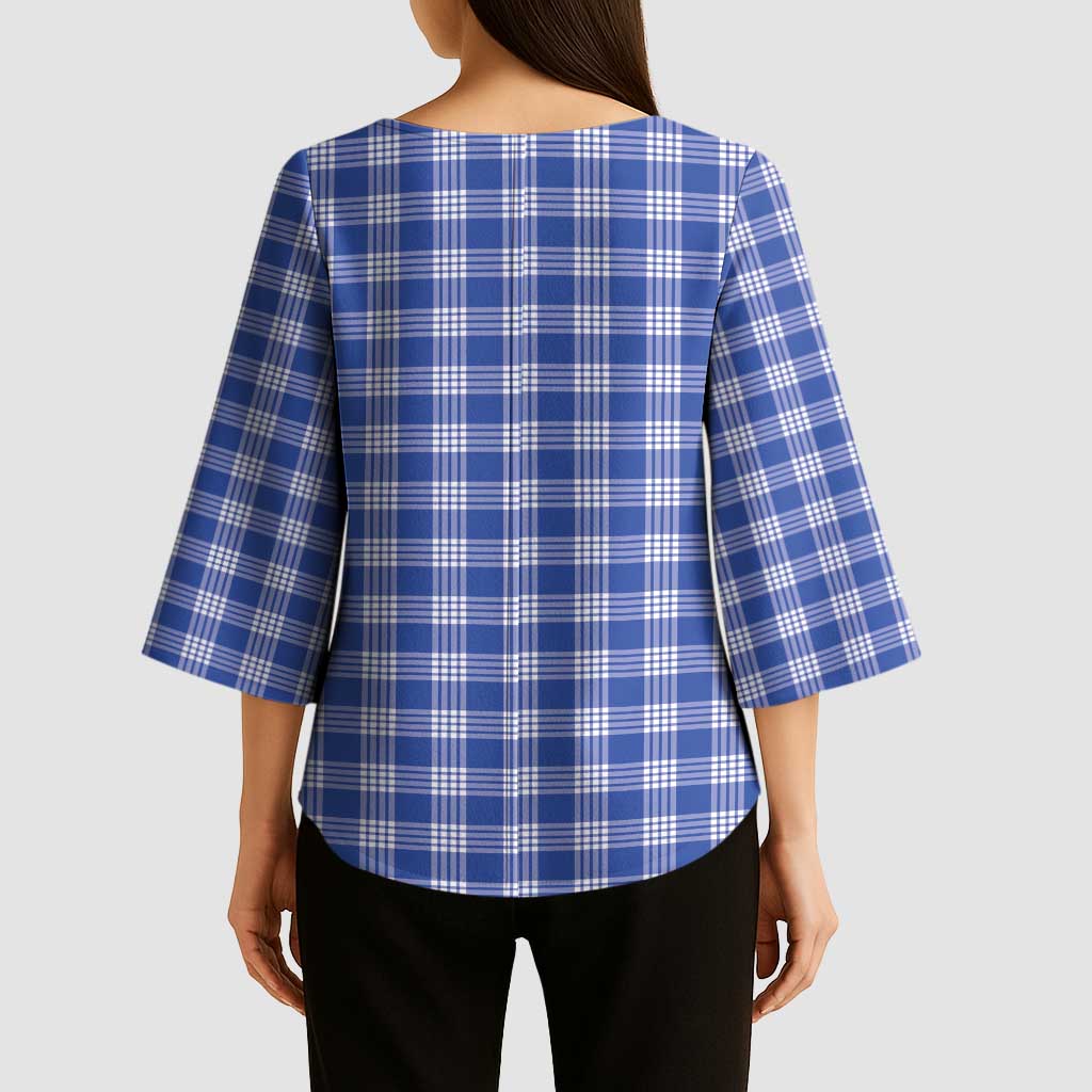 Royal Blue Japanese Palaka Pride Kimono Sleeve Blouse - Polynesian Pride