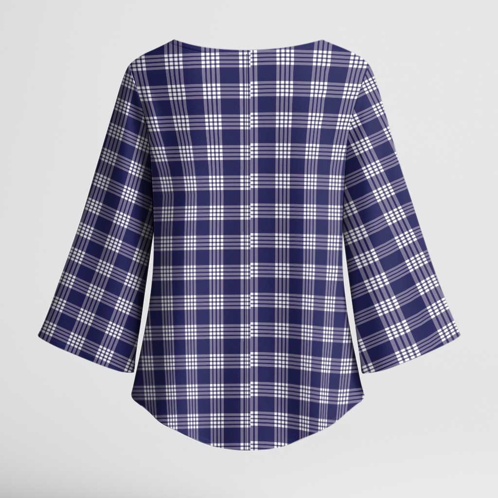 Navy Blue Japanese Palaka Pride Kimono Sleeve Blouse - Polynesian Pride