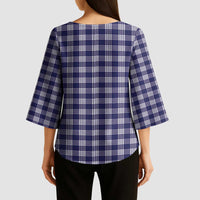 Navy Blue Japanese Palaka Pride Kimono Sleeve Blouse - Polynesian Pride