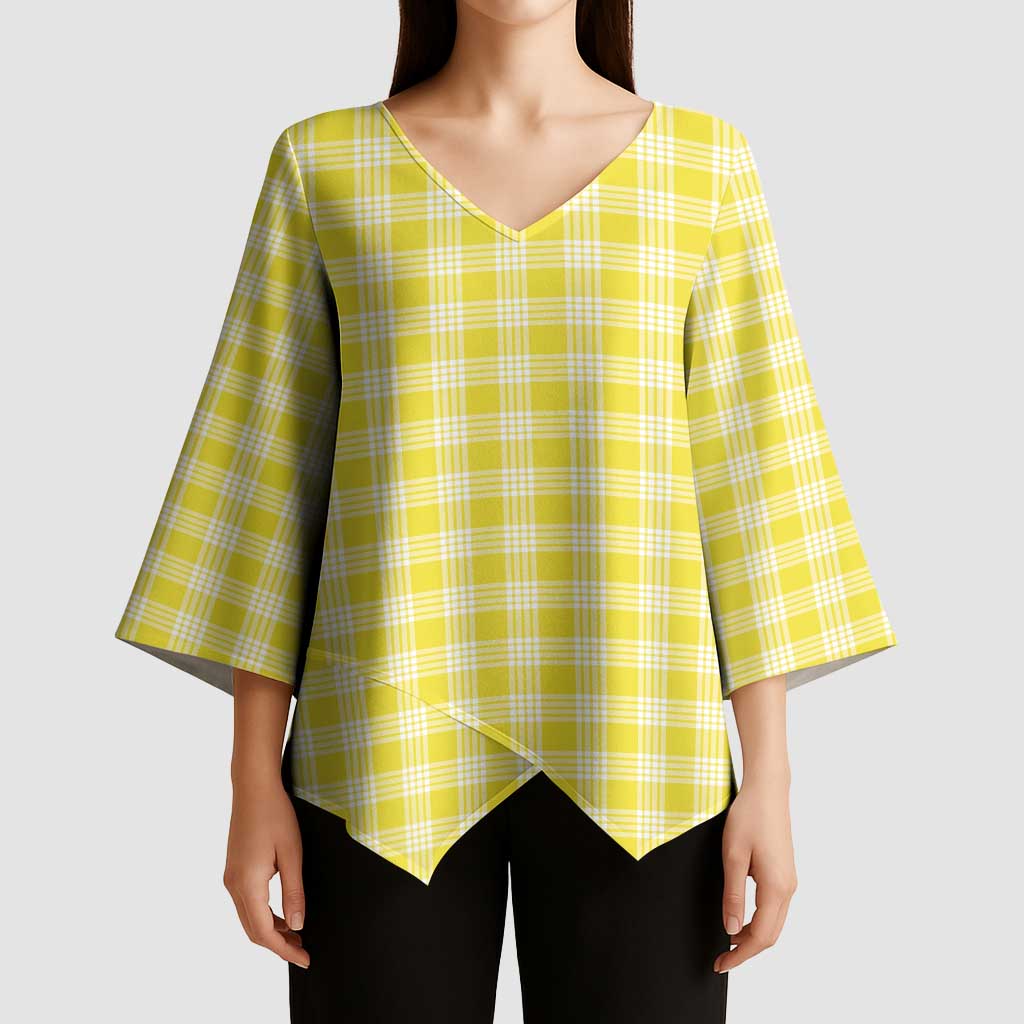 Yellow Japanese Palaka Pride Kimono Sleeve Blouse - Polynesian Pride