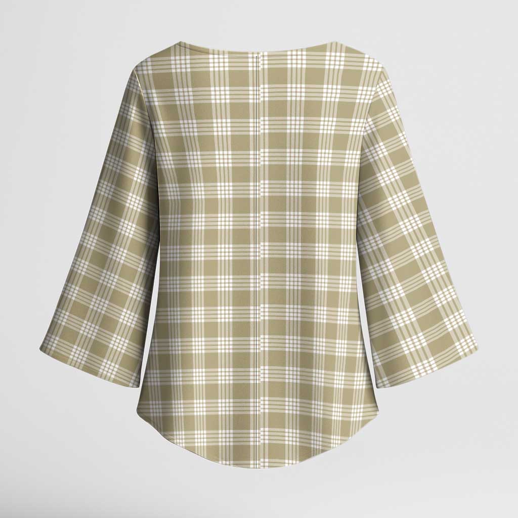 Khaki Japanese Palaka Pride Kimono Sleeve Blouse - Polynesian Pride