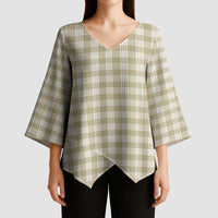 Khaki Japanese Palaka Pride Kimono Sleeve Blouse - Polynesian Pride