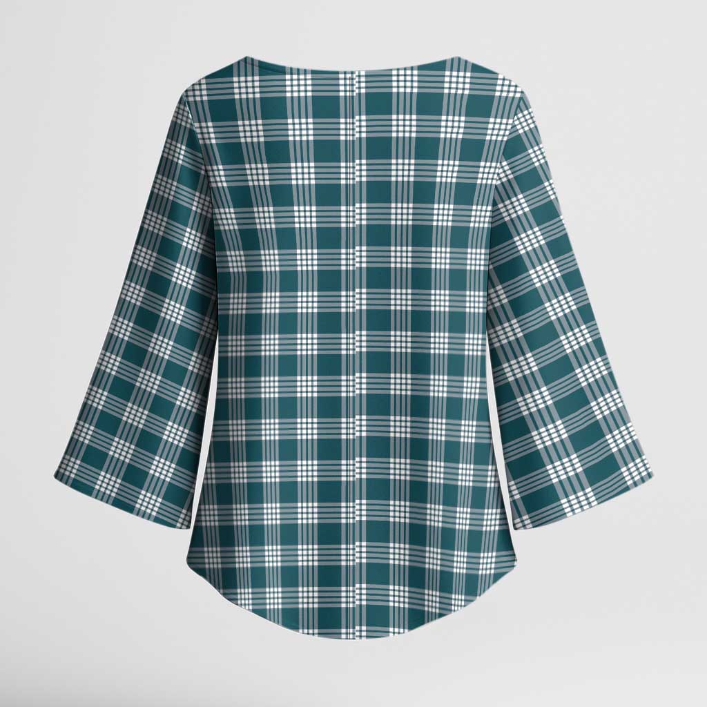 Dark Teal Japanese Palaka Pride Kimono Sleeve Blouse - Polynesian Pride