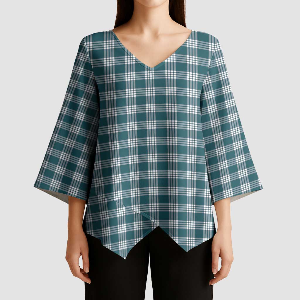 Dark Teal Japanese Palaka Pride Kimono Sleeve Blouse - Polynesian Pride