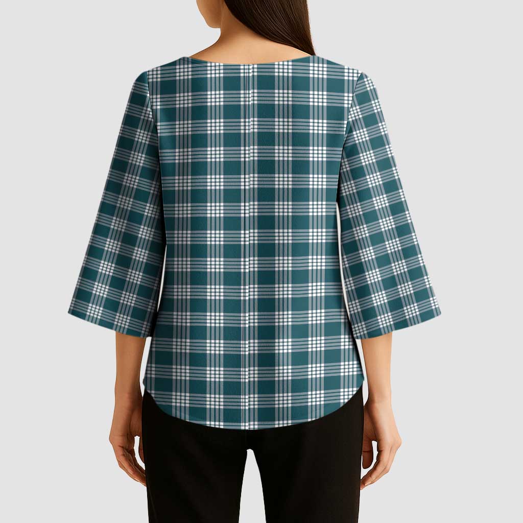 Dark Teal Japanese Palaka Pride Kimono Sleeve Blouse - Polynesian Pride