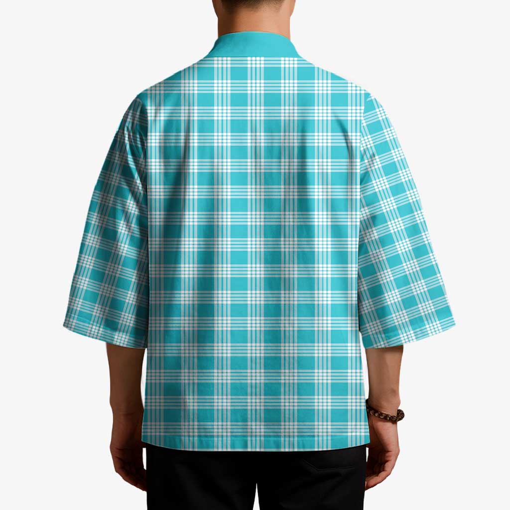 Turquoise Japanese Palaka Pride Kimono - Polynesian Pride