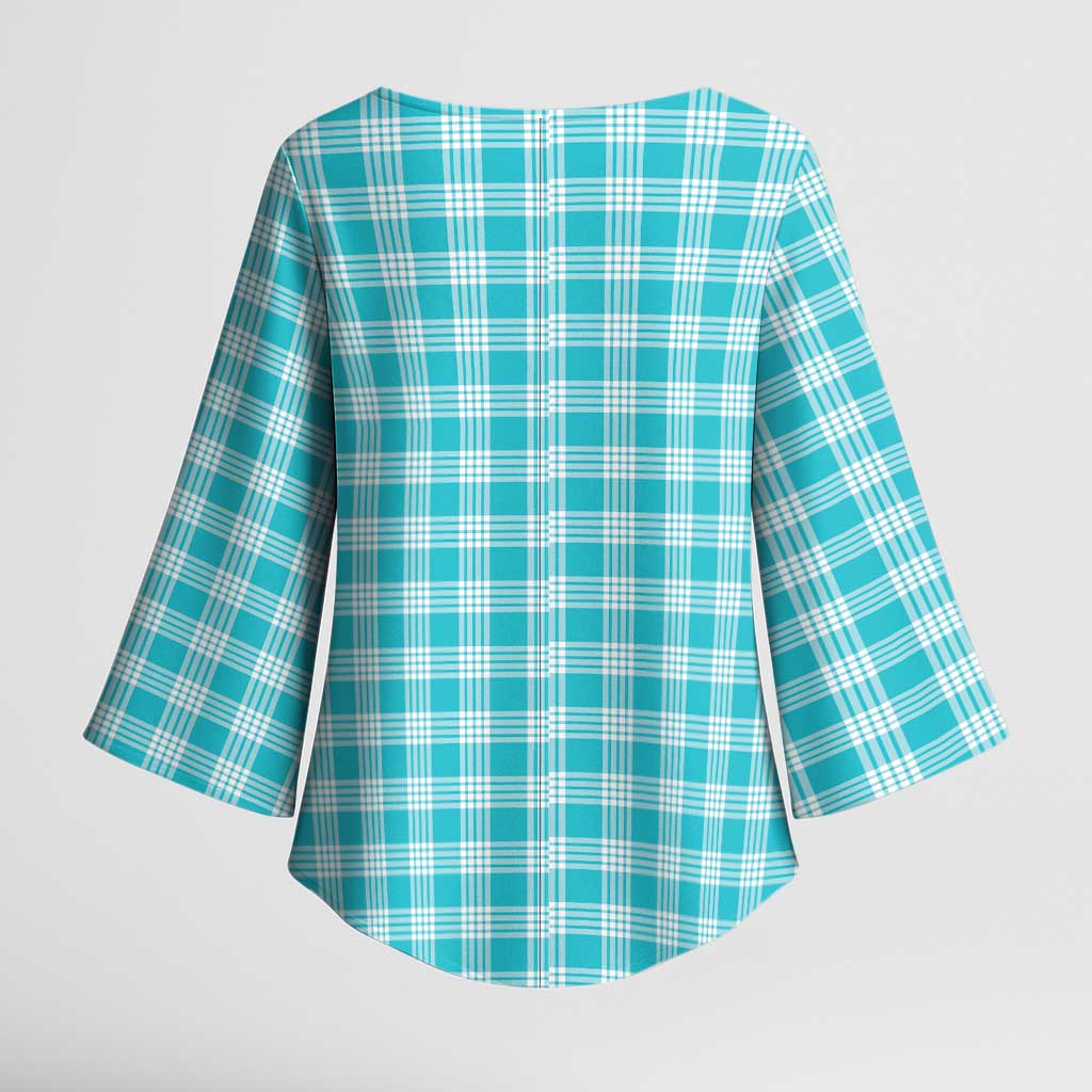 Turquoise Japanese Palaka Pride Kimono Sleeve Blouse - Polynesian Pride