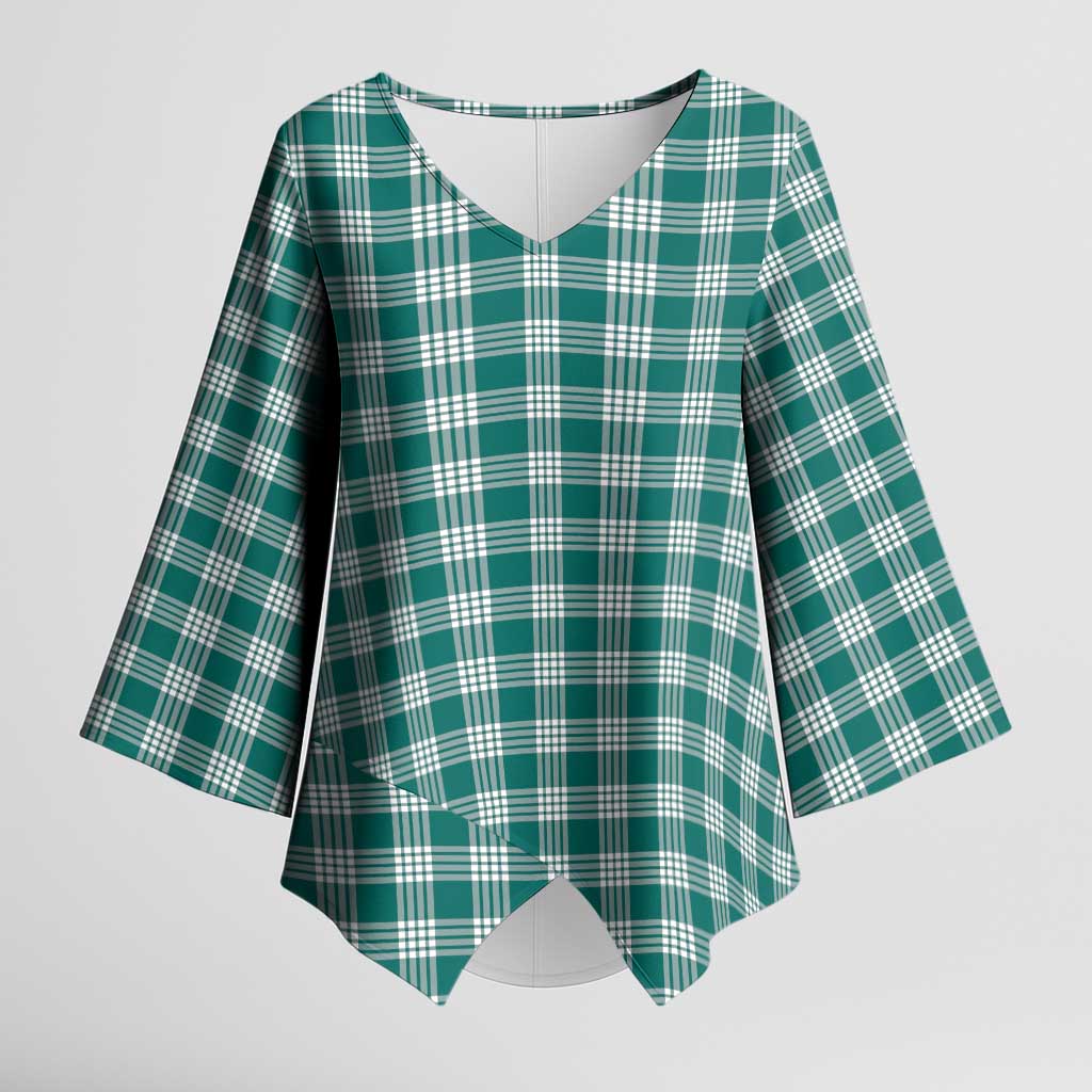 Teal Japanese Palaka Pride Kimono Sleeve Blouse - Polynesian Pride