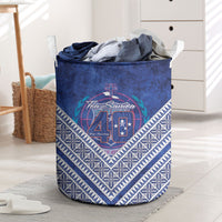 Toa Samoa Rugby Laundry Basket 40th Anniversary Samoan Siapo Pattern LT14 Blue - Polynesian Pride