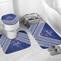 Toa Samoa Rugby Bathroom Set 40th Anniversary Samoan Siapo Pattern LT14 Mat Set Only (3 pcs) One Size Blue - Polynesian Pride