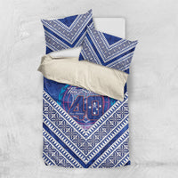 Toa Samoa Rugby Bedding Set 40th Anniversary Samoan Siapo Pattern LT14 US Twin 172cm x 218cm Blue - Polynesian Pride