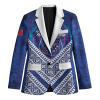 Toa Samoa Rugby Custom Blazer 40th Anniversary Samoan Siapo Pattern LT14 Unisex Blue - Polynesian Pride