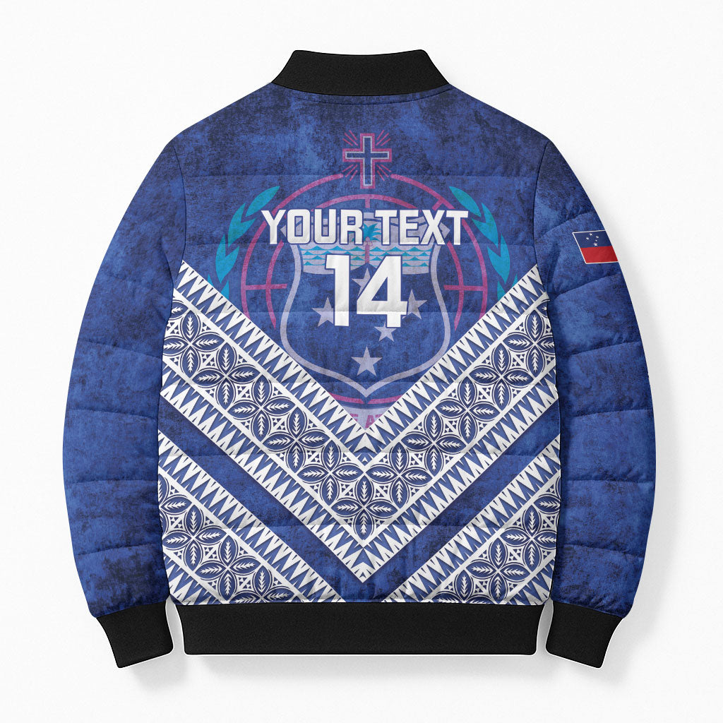 Toa Samoa Rugby Custom Bomber Puffer Jacket 40th Anniversary Samoan Siapo Pattern LT14 - Polynesian Pride