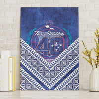Toa Samoa Rugby Canvas Wall Art 40th Anniversary Samoan Siapo Pattern LT14 Without Frame Blue - Polynesian Pride