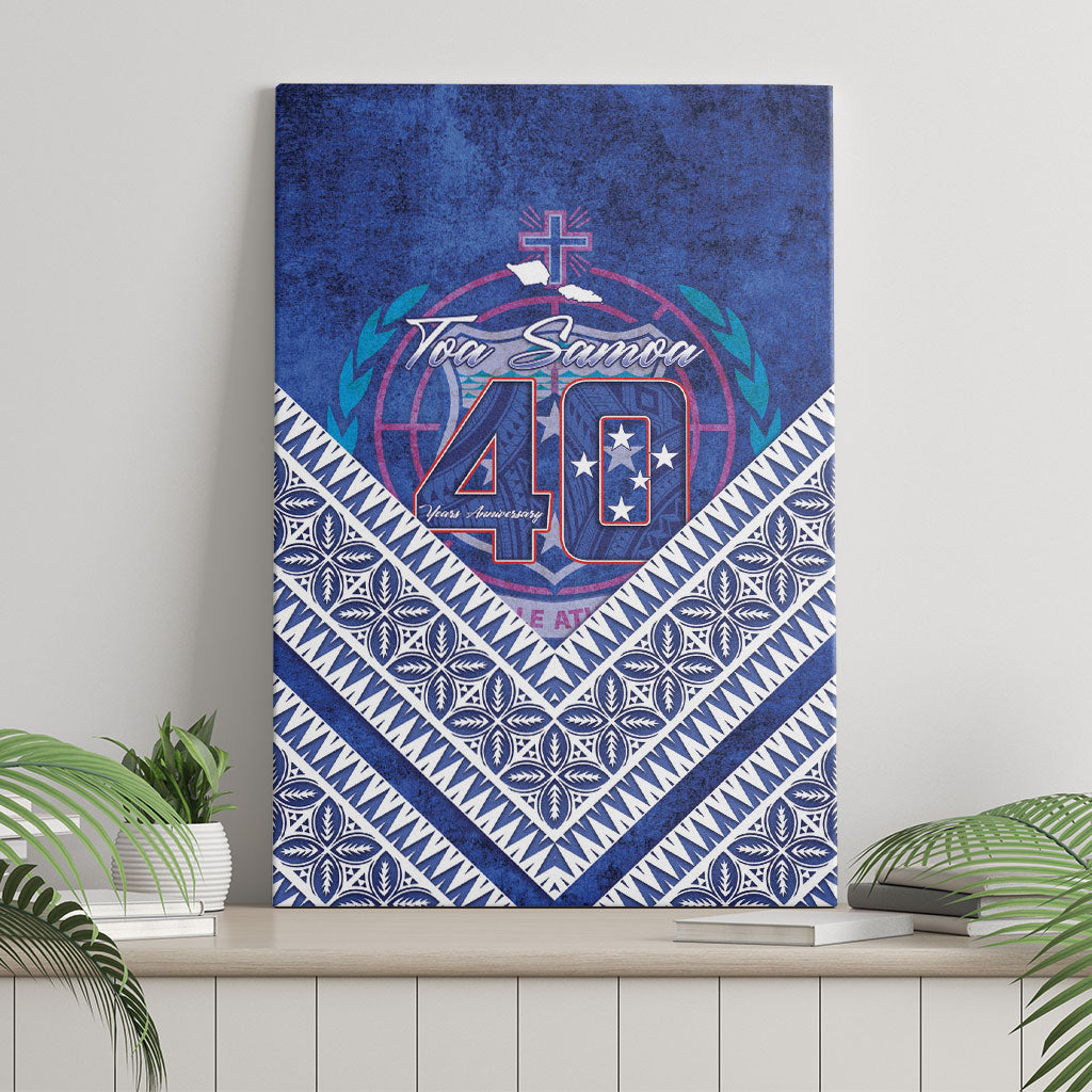 Toa Samoa Rugby Canvas Wall Art 40th Anniversary Samoan Siapo Pattern LT14 - Polynesian Pride
