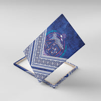Toa Samoa Rugby Canvas Wall Art 40th Anniversary Samoan Siapo Pattern LT14 With Frame Blue - Polynesian Pride