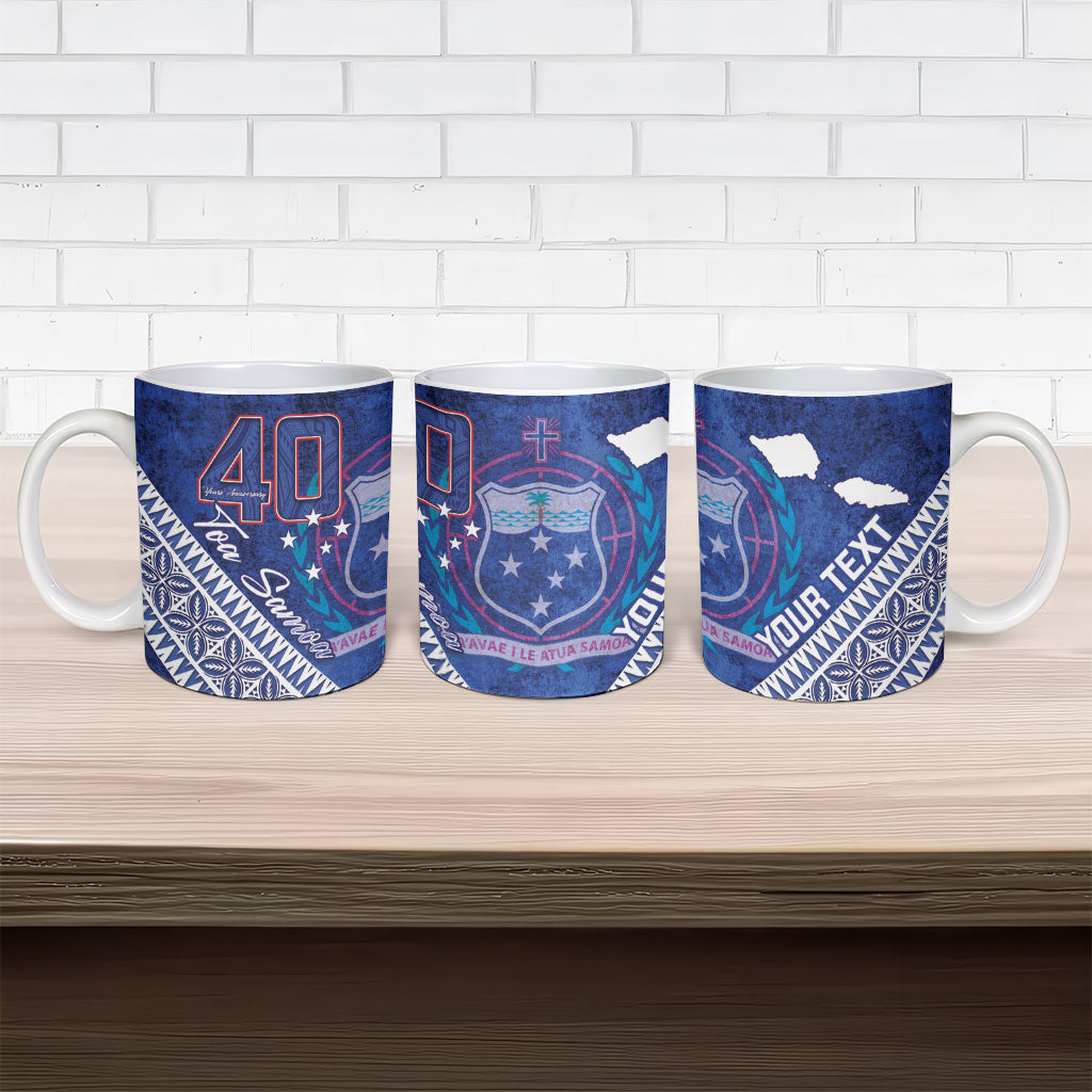 Toa Samoa Rugby Custom Ceramic Mug 40th Anniversary Samoan Siapo Pattern LT14 - Polynesian Pride
