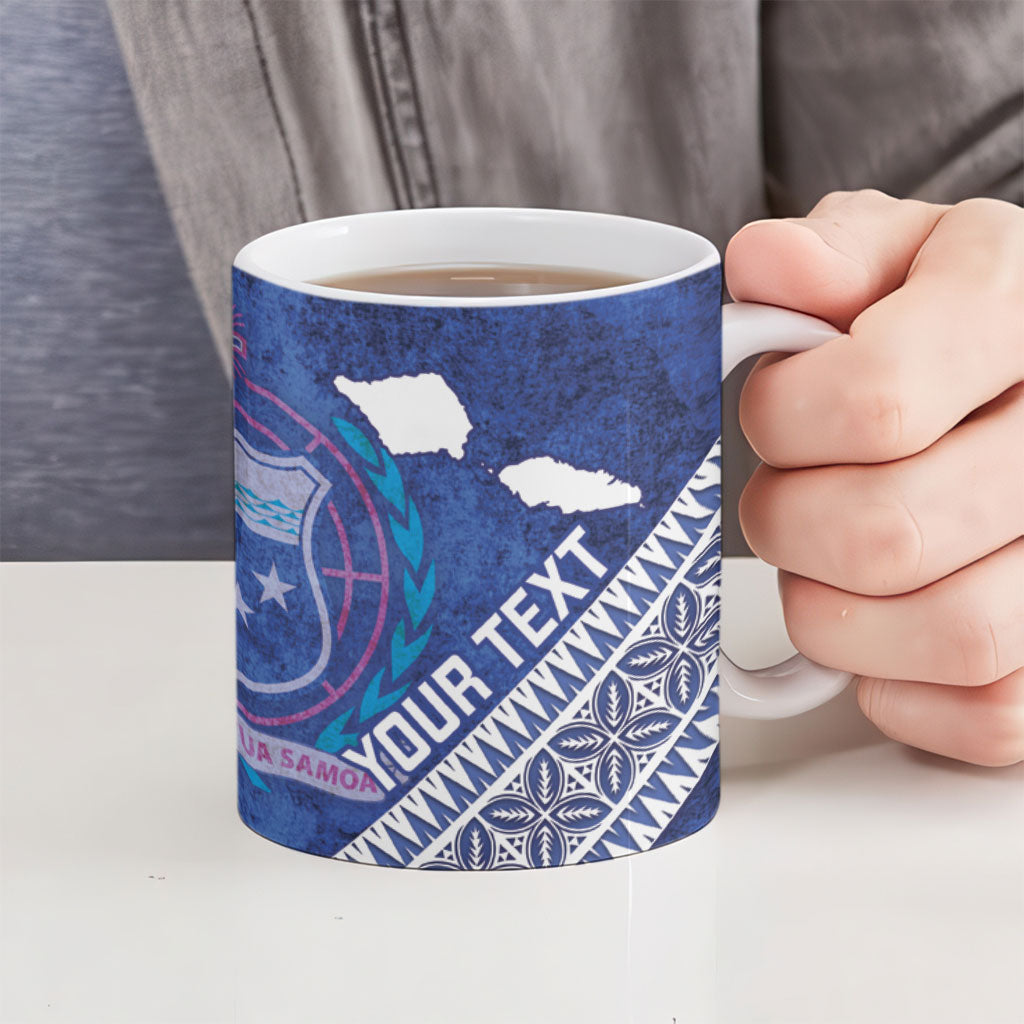 Toa Samoa Rugby Custom Ceramic Mug 40th Anniversary Samoan Siapo Pattern LT14 - Polynesian Pride
