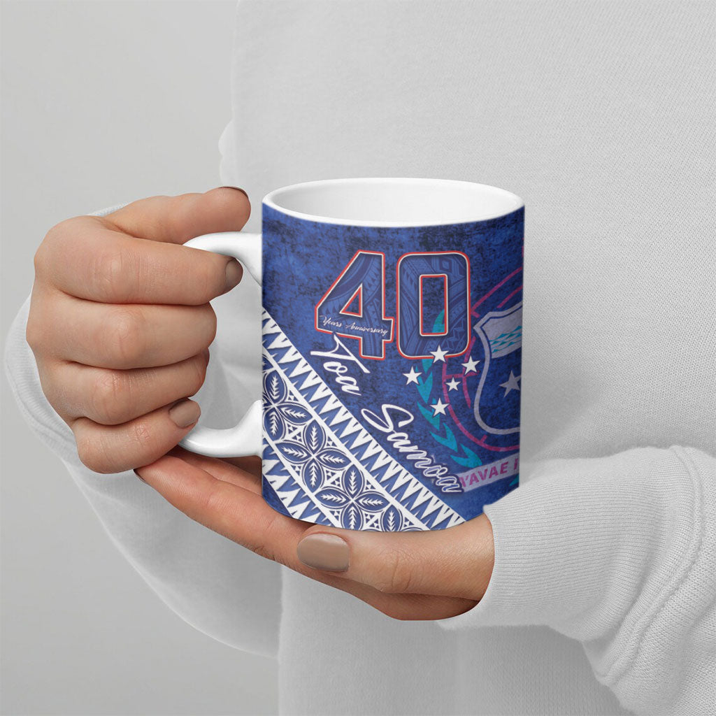 Toa Samoa Rugby Custom Ceramic Mug 40th Anniversary Samoan Siapo Pattern LT14 - Polynesian Pride