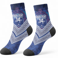Toa Samoa Rugby Custom Crew Socks 40th Anniversary Samoan Siapo Pattern LT14 - Polynesian Pride