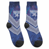 Toa Samoa Rugby Custom Crew Socks 40th Anniversary Samoan Siapo Pattern LT14 - Polynesian Pride