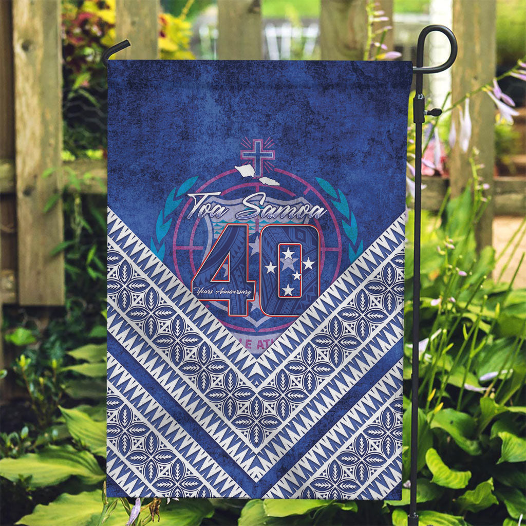 Toa Samoa Rugby Garden Flag 40th Anniversary Samoan Siapo Pattern LT14 Garden Flag Blue - Polynesian Pride