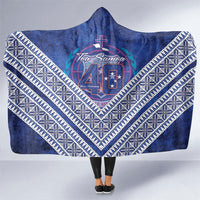 Toa Samoa Rugby Hooded Blanket 40th Anniversary Samoan Siapo Pattern LT14 One Size Blue - Polynesian Pride