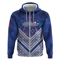Toa Samoa Rugby Custom Hoodie 40th Anniversary Samoan Siapo Pattern LT14 Zip Hoodie Blue - Polynesian Pride