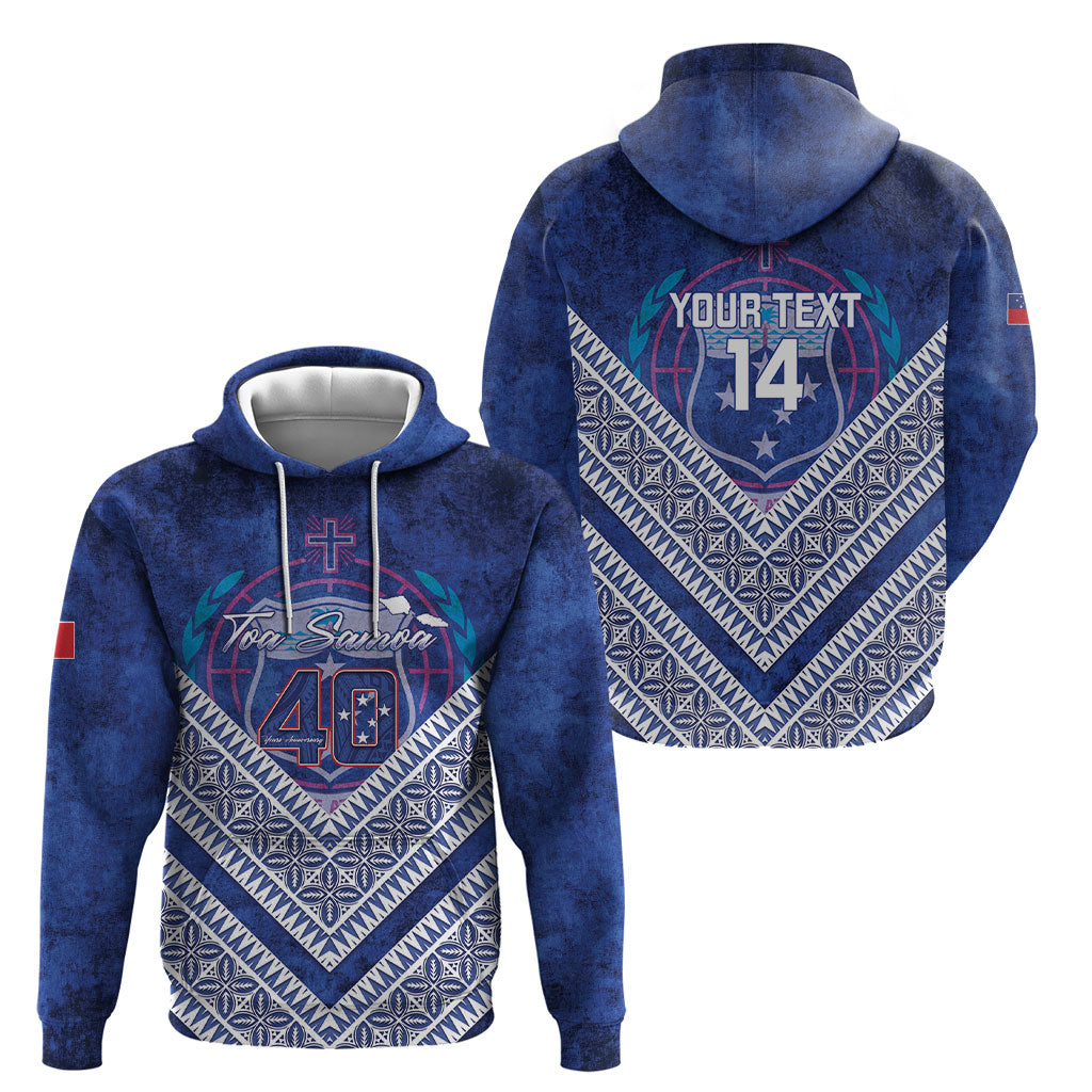 Toa Samoa Rugby Custom Hoodie 40th Anniversary Samoan Siapo Pattern LT14 - Polynesian Pride